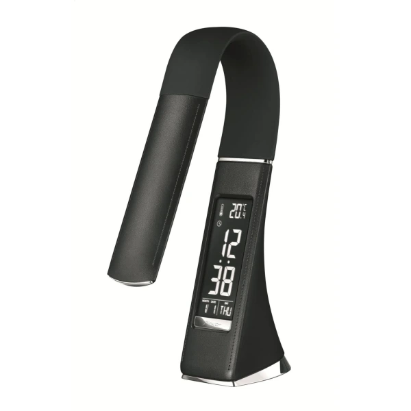 Platinet PDLU3B stolní LED lampa stmívatelná, flexibilní rameno, hodiny, černá