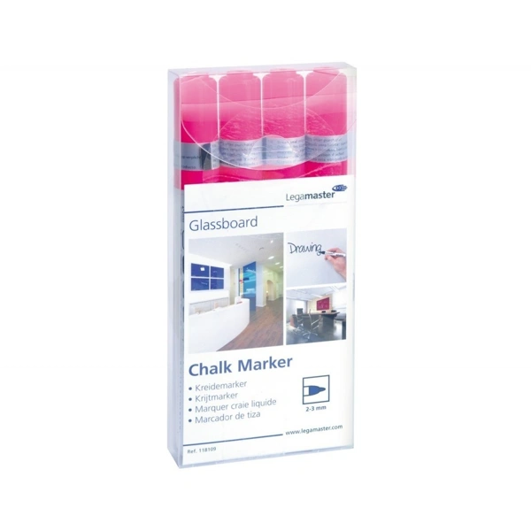 Popisovač na skleněné tabule, růžový, sada 4 kusů