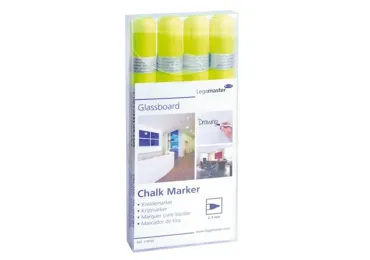 Popisovač na skleněné tabule, žlutý, sada 4 kusů