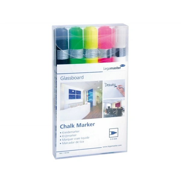 Popisovače na skleněné tabule, sada 5 kusů - různé barvy