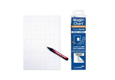 Popisovatelná folie Magic-Chart, velikost A4, bílá se čtverečky