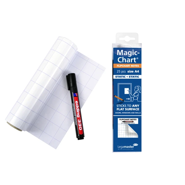 Popisovatelná folie Magic-Chart, velikost A4, bílá se čtverečky