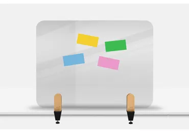 Průhledná stolní dělící přepážka 60 x 80 cm se svorkou