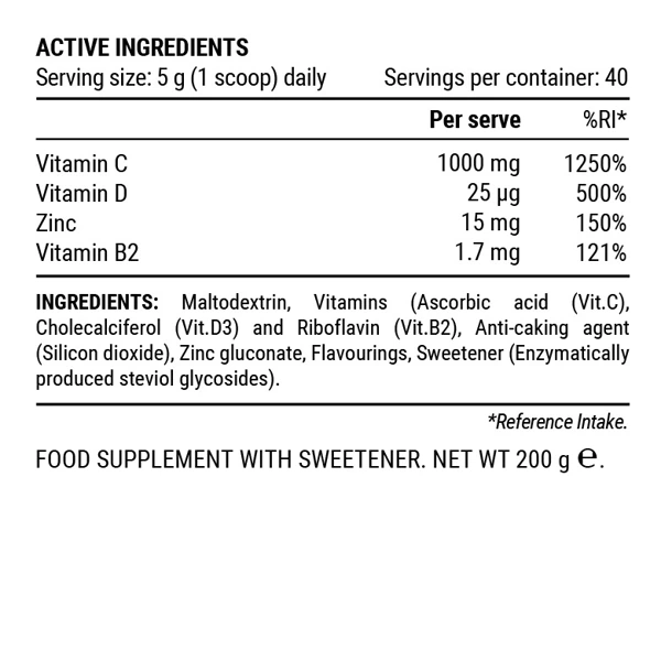 Rozpustný nápoj s vitamínem C v dóze - 200 g