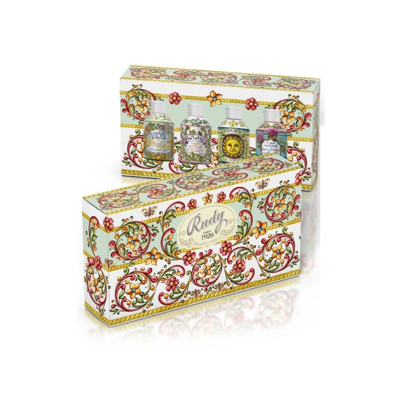 Rudy Profumi Dárková sada sprchových gelů - ISCHIA 100 ml + PANTELLERIA 100 ml + PORTOFINO 100 ml + TAORMINA 100 ml