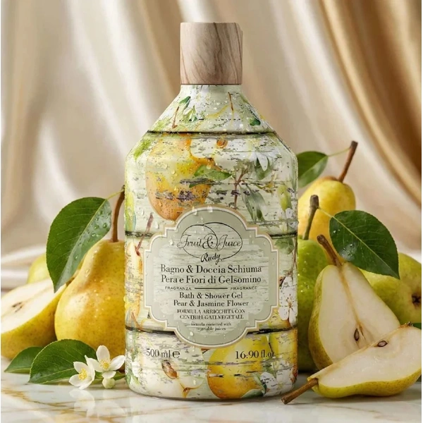 Rudy Profumi (Fruit&Juice) Sprchový gel a pěna do koupele s vůní Hruška a jasmín - 500 ml