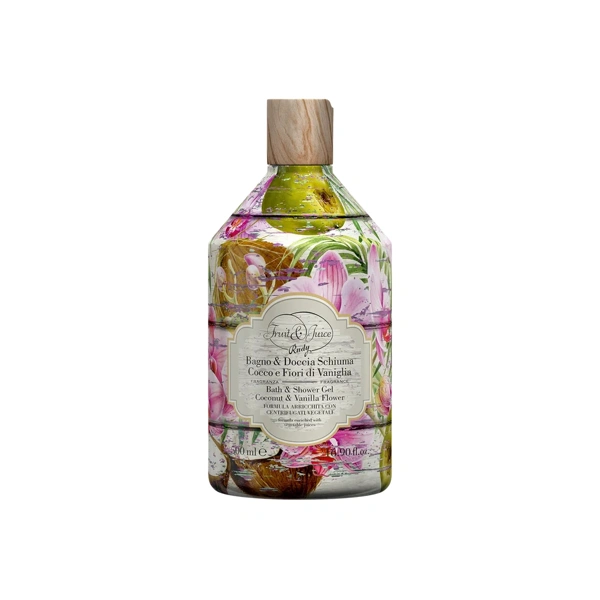 Rudy Profumi (Fruit&Juice) Sprchový gel a pěna do koupele s vůní Kokos a vanilkové květy - 500 ml