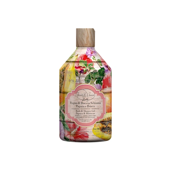 Rudy Profumi (Fruit&Juice) Sprchový gel a pěna do koupele s vůní Papája a ibišek - 500 ml