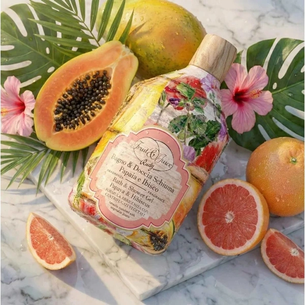 Rudy Profumi (Fruit&Juice) Sprchový gel a pěna do koupele s vůní Papája a ibišek - 500 ml