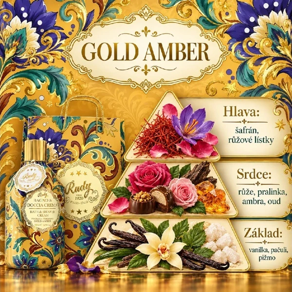 Rudy Profumi Krémová pěna do kopele a sprchy s vůní Luxury Gold Amber - 500 ml