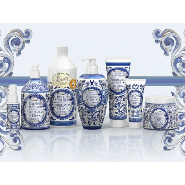 Rudy Profumi Le Maioliche Krémový sprchový gel a pěna do koupele s vůní MEDITERRANEAN HERBS - 100 ml