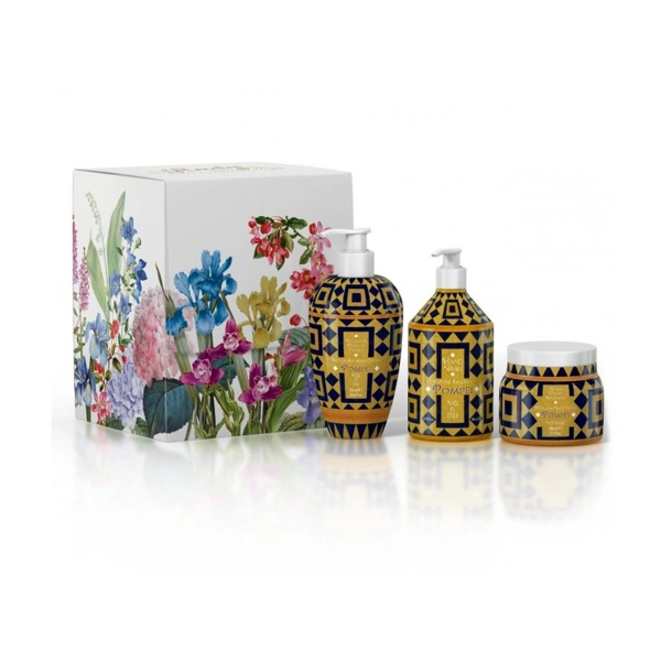 Rudy Profumi MAIOLICHE Dárková sada KIT BODY CARE Art Edition s vůní POMPEI - sprchový gel + tekuté mýdlo + krém na tělo