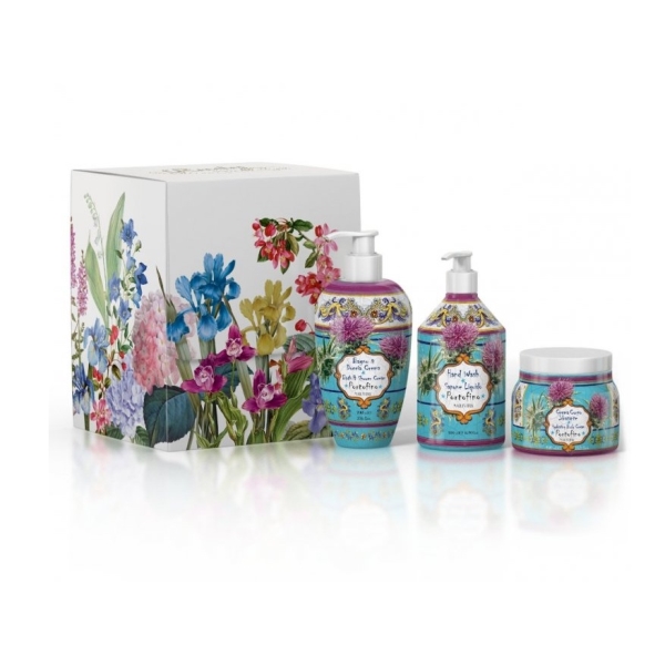 Rudy Profumi MAIOLICHE Dárková sada KIT BODY CARE Art Edition s vůní PORTOFINO - sprchový gel + tekuté mýdlo + krém na tělo