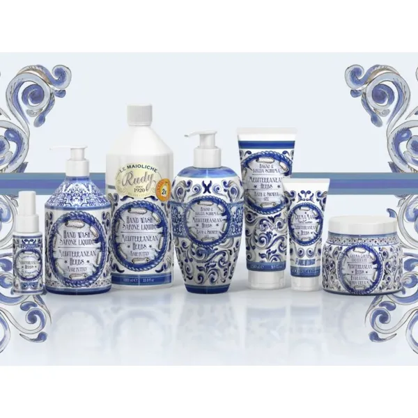 Rudy Profumi MAIOLICHE Hydratační tělový krém s vůní MEDITERRANEAN HERBS - 450 ml