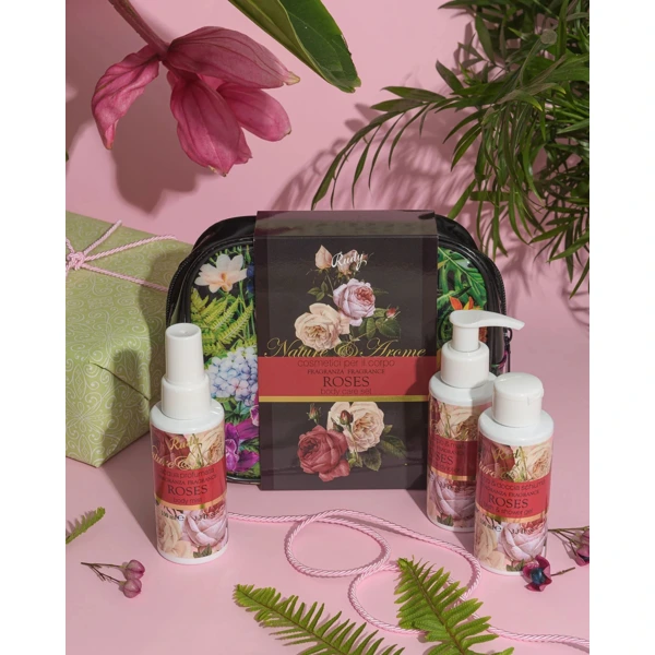 Rudy Profumi (Nature&Arome) Dárková sada s vůní ROSES - sprch. gel 100 ml + tělov. krém 100 ml + parf. sprej 100 ml