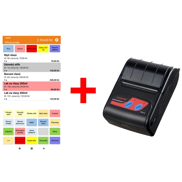 Set aplikace Conto Mobile a tiskárny Cashino