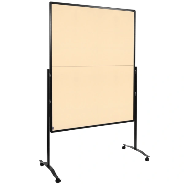 Skládací mobilní textilní tabule / nástěnka 150x120 cm, PREMIUM PLUS, béžová