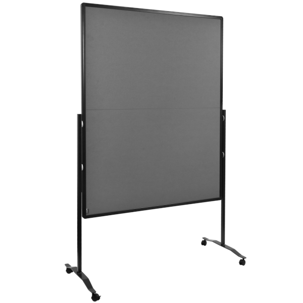 Skládací mobilní textilní tabule / nástěnka 150x120 cm, PREMIUM PLUS, šedá