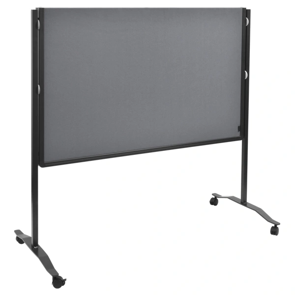 Skládací mobilní textilní tabule / nástěnka 150x120 cm, PREMIUM PLUS, šedá