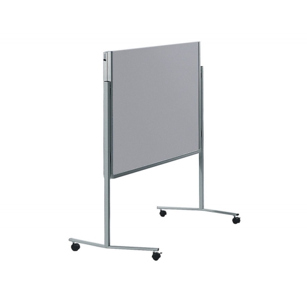 Skládací mobilní textilní tabule / nástěnka 150x120 cm, PREMIUM, šedá