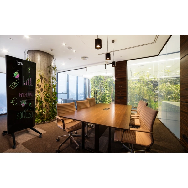 Stylová mobilní černá skleněná tabule - paraván