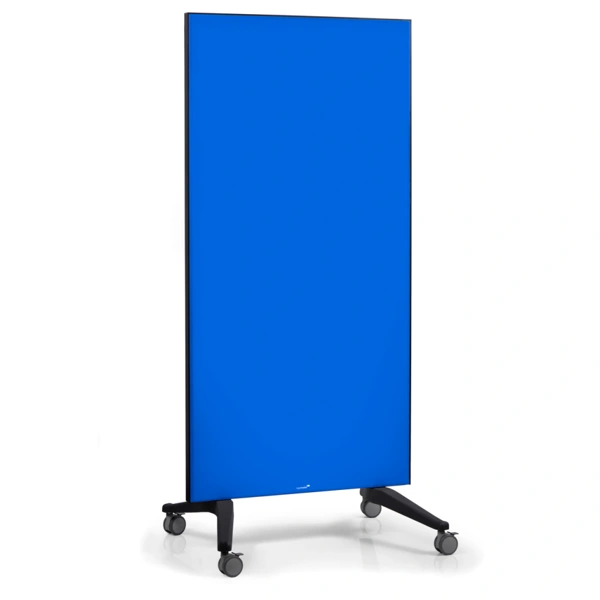 Stylová mobilní modrá skleněná tabule - paraván