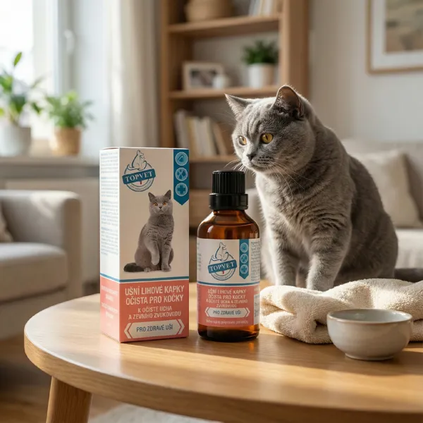 Topvet Ušní lihové kapky očista pro kočky 50 ml
