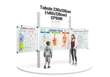 Třídílná tabule pro int. dotykový laserový projektor Epson EB-770Fi, na pylonech