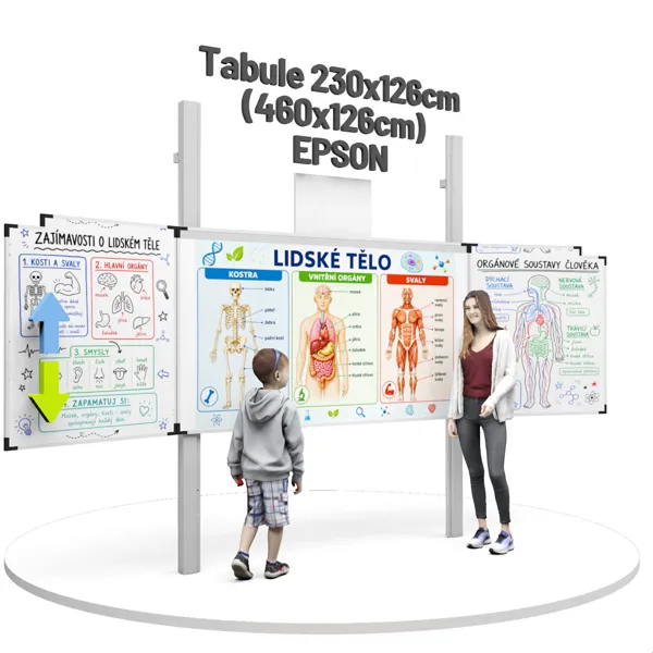 Třídílná tabule pro int. dotykový laserový projektor Epson EB-770Fi, na pylonech