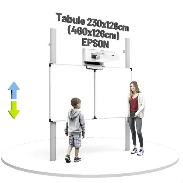 Třídílná tabule pro int. dotykový laserový projektor Epson EB-770Fi, na pylonech
