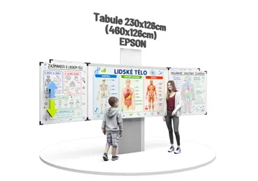 Třídílná tabule pro int. dotykový laserový projektor Epson EB-770Fi, na zvedacím stojanu