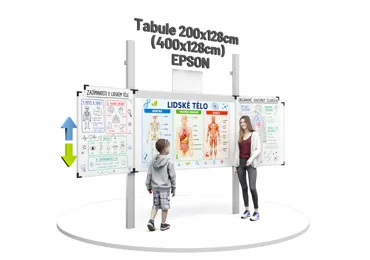 Třídílná tabule pro int. dotykový projektor Epson EB-695Wi, na pylonech
