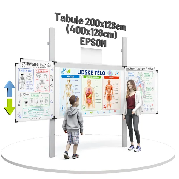 Třídílná tabule pro int. dotykový projektor Epson EB-695Wi, na pylonech