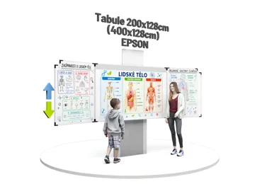 Třídílná tabule pro int. dotykový projektor Epson EB-695Wi, na zvedacím stojanu