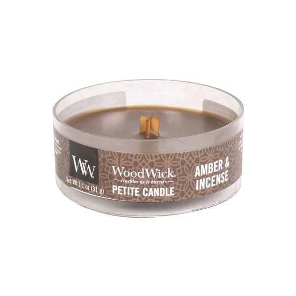 Vonná svíčka s vůní Amber & incense, malá svíčka petite - 31 g