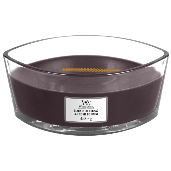 Vonná svíčka s vůní Black Plum Cognac, skleněná loď - 453 g