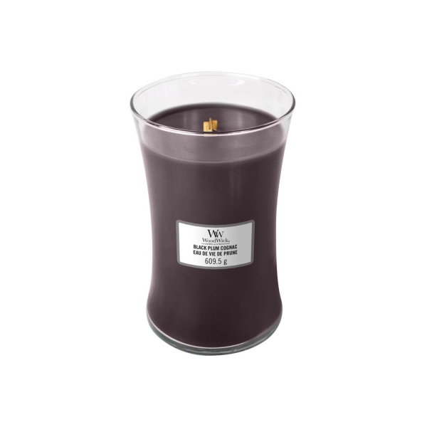 Vonná svíčka s vůní Black Plum Cognac, skleněná váza velká - 609 g