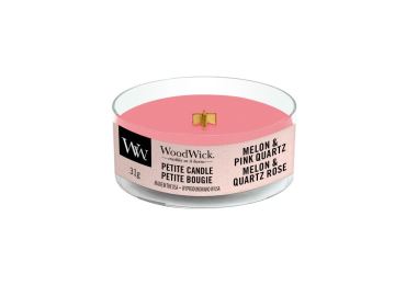 Vonná svíčka s vůní Melon & Pink Quartz, malá svíčka petite - 31 g
