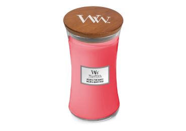 Vonná svíčka s vůní Melon & Pink Quartz, skleněná váza velká - 609 g