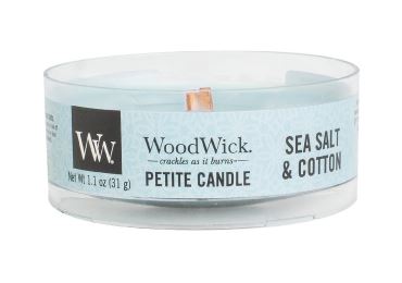 Vonná svíčka s vůní Sea Salt & Cotton, malá svíčka petite - 31 g