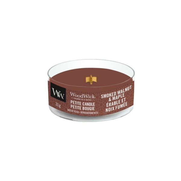 Vonná svíčka s vůní Smoked Walnut & Maple, malá svíčka petite - 31 g