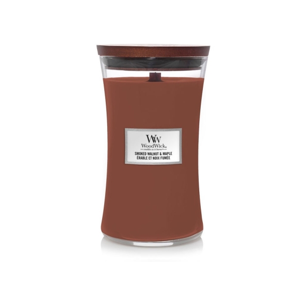 Vonná svíčka s vůní Smoked Walnut & Maple, skleněná váza velká - 609 g