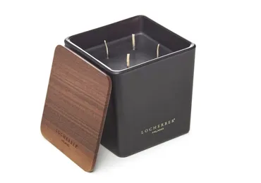 Vonná svíčka v černém skle s dřevěným víčkem s vůní AGATHIS AMBER - 500 g