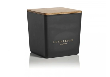 Vonná svíčka v černém skle s dřevěným víčkem s vůní BOURBON VANILLA - 90 g