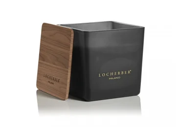 Vonná svíčka v černém skle s dřevěným víčkem s vůní KYUSHU RICE - 210 g