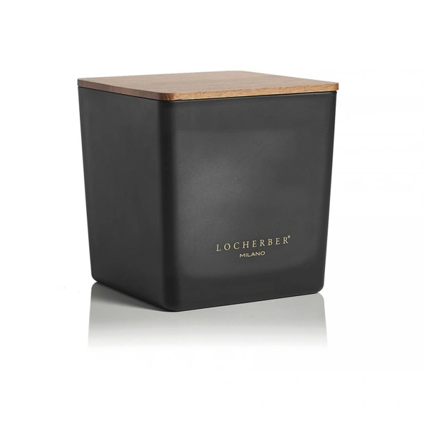 Vonná svíčka v černém skle s dřevěným víčkem s vůní LINEN BUDS - 1600 g