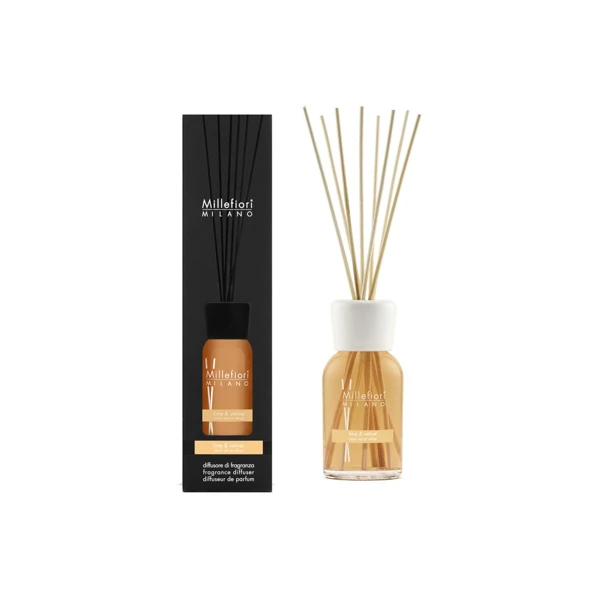 Vůně do bytu Natural - Lime & Vetiver, 250 ml, Difuzér a stébla