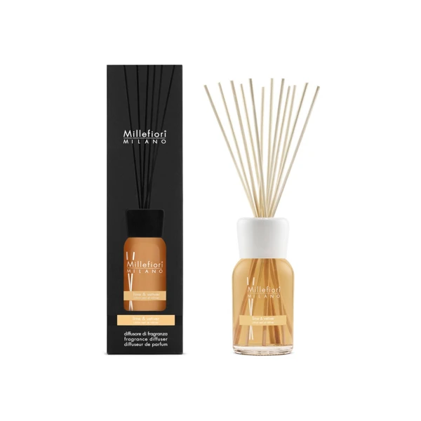 Vůně do bytu Natural - Lime & Vetiver, 500 ml, Difuzér a stébla